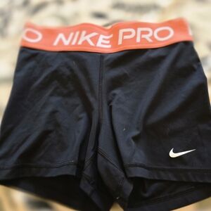 Nike Pro Black Performance Shorts with Coral Waistband